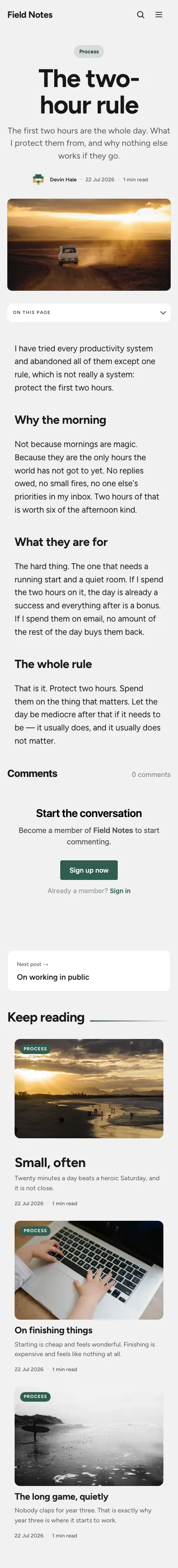 Field Notes article on mobile
