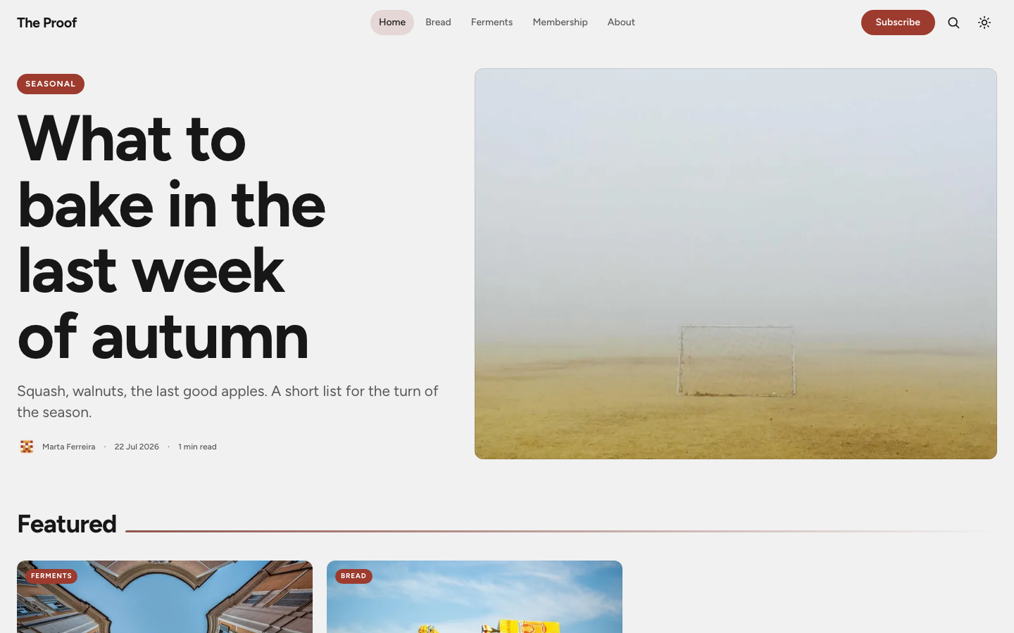 The Proof homepage — food magazine