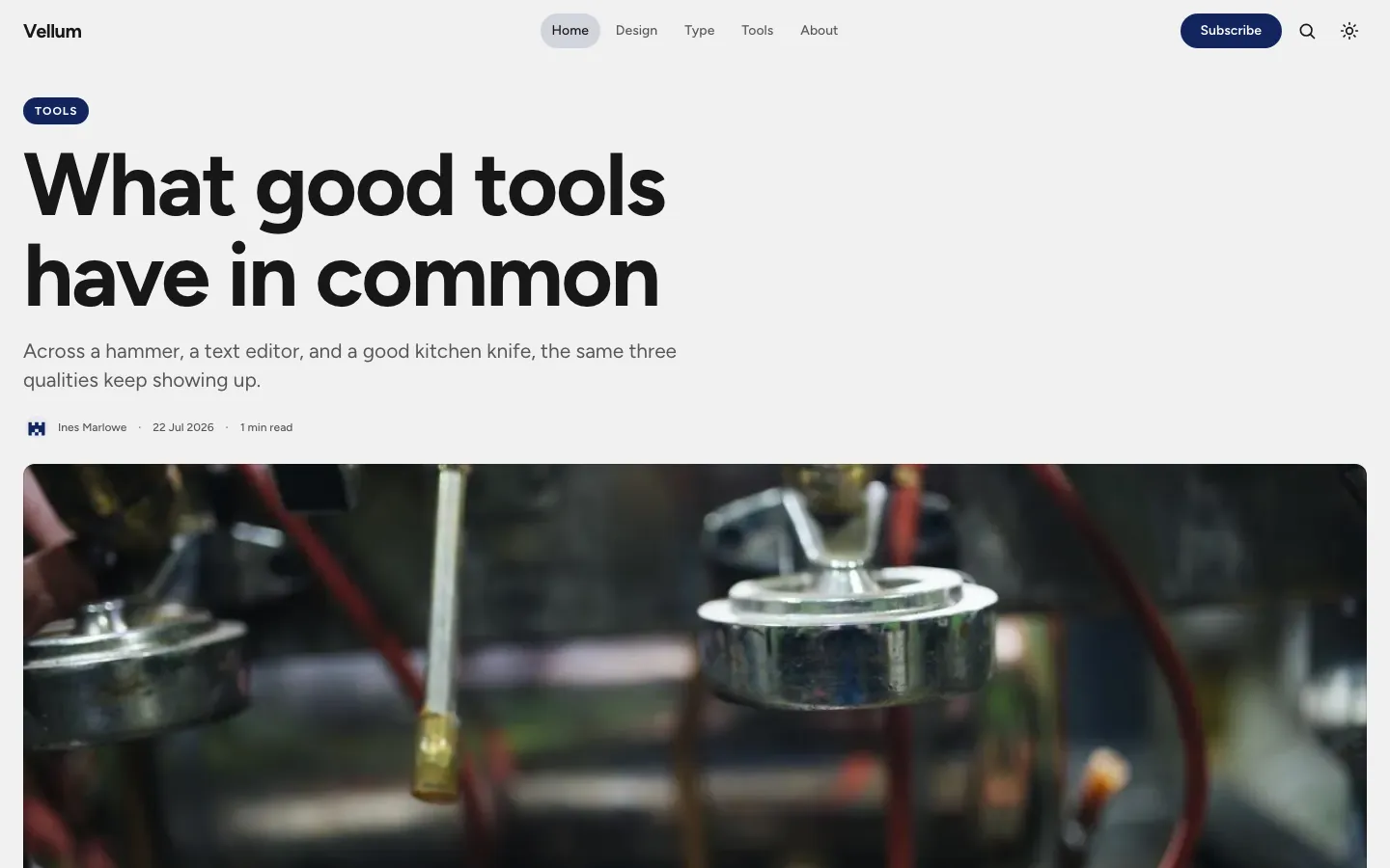 Vellum homepage — design journal